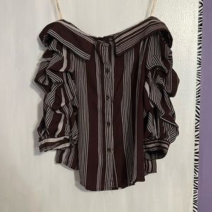 Off the shoulder maroon blouse